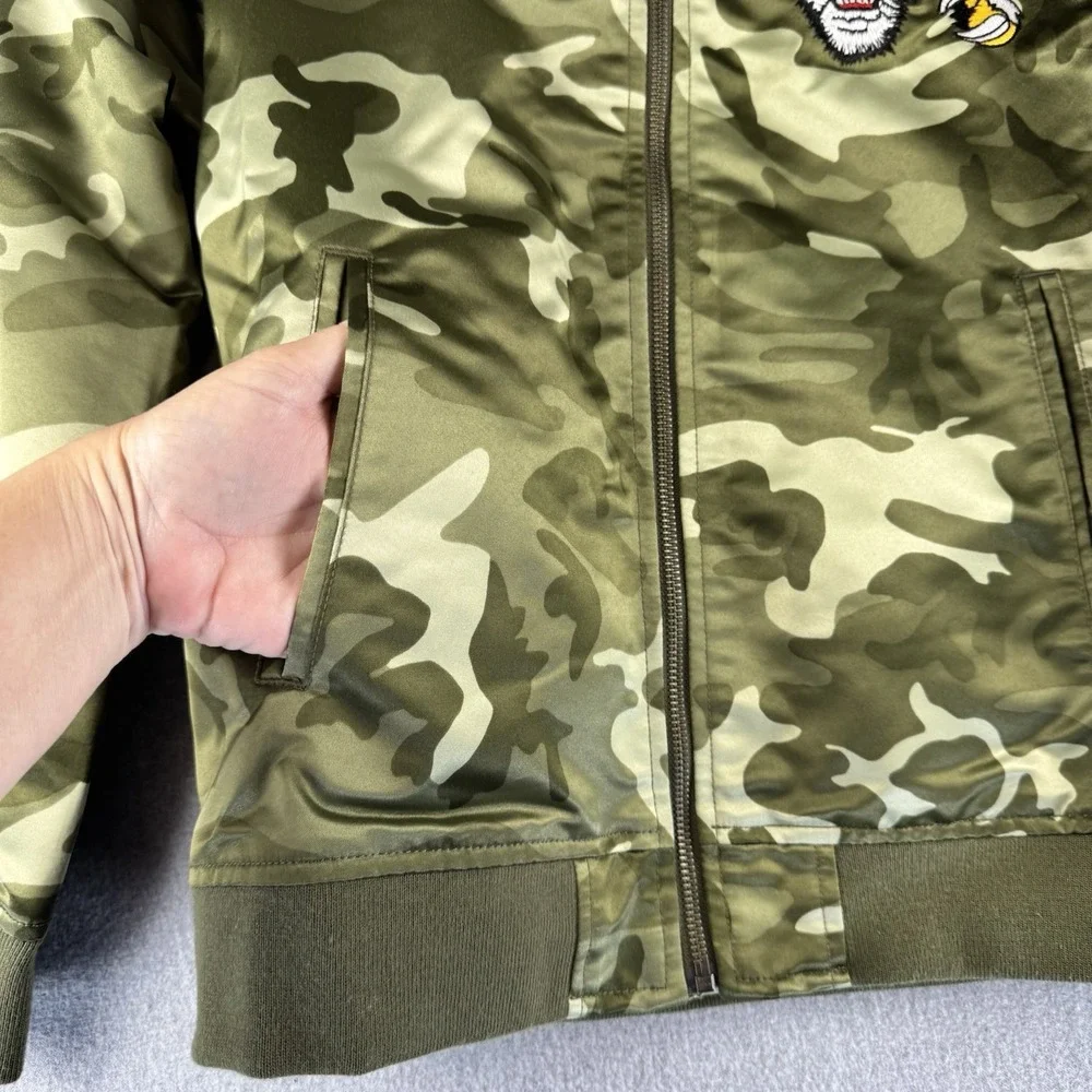 The Childrens Place Camo Bomber Jacket Tiger Bengal‎ 22 Youth XL 14 Zip